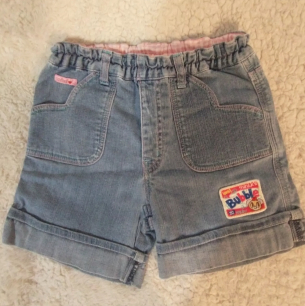 Mini K Brand Jean Retro Jeans Denim Shorts, 130cm Junior Bubble Blue Pink